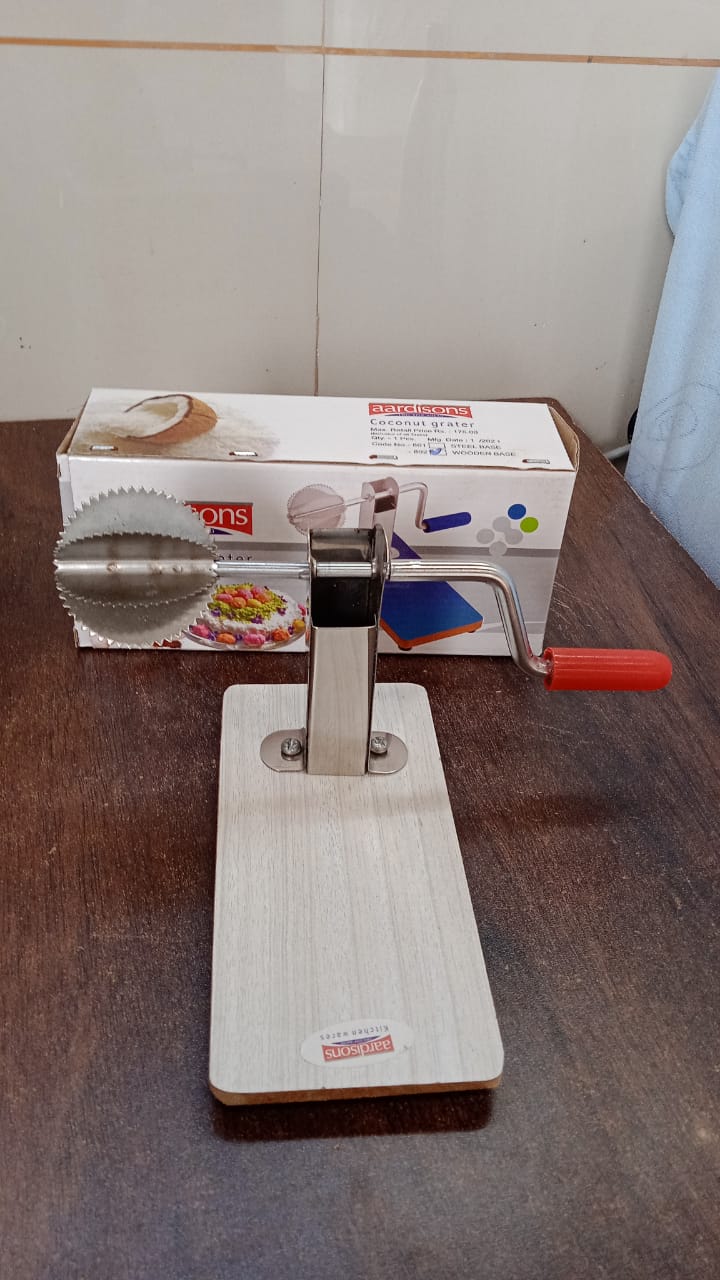 Stainless Steel Coconut Scraper with Wooden Base (1 Pc) Stainless Steel Coconut Scraper with Wooden Base (1 Pc)